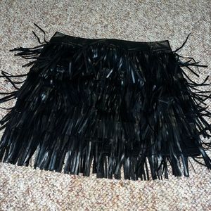 Shein leather black ruffle/ tassel skirt with zipper size M or 6
